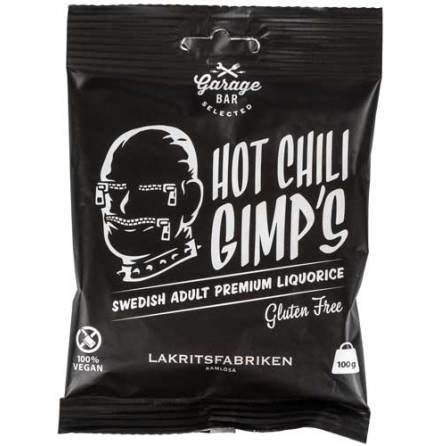 Hot chili Gimp´s Garage bar - chililakrits - Lakritsfabriken i Ramlösa