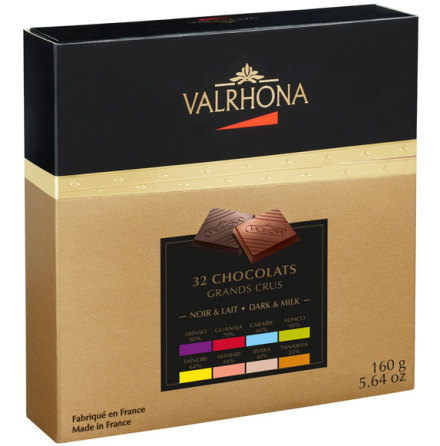 32 bitar choklad avsmakning presentfrpackning - Valrhona