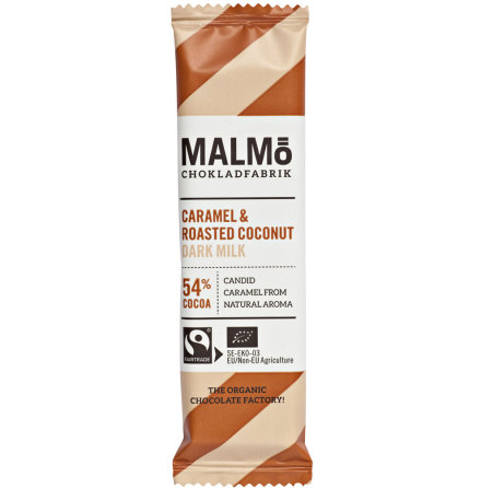 Karamell & rostad kokos mrk mjlkchoklad 54 % - Malm Chokladfabrik