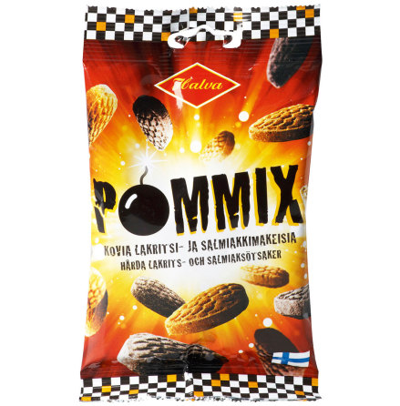 Pommix - hrda lakrits- och salmiakkarameller  Halva lakrits
