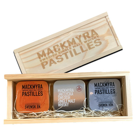 Presentlda tr  Svensk Rk, Ek och Jaktlycka - Mackmyra pastilles
