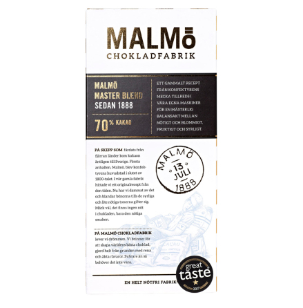 Master Blend – vegansk mörkchoklad 70 % - Malmö Chokladfabrik