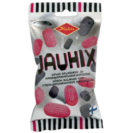 Jauhix  hrda karameller smak av salmiak & jordgubbar - Halva lakrits 
