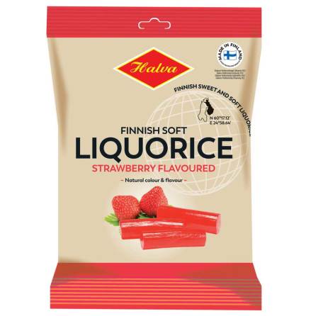 Lakrits med jordgubbssmak  Halva Lakrits