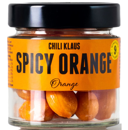 Spicy drops Orange  apelsinkaramell med vindstyrka 9  Chili Klaus