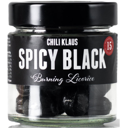 Spicy drops Black  brinnande lakrits med vindstyrka 15  Chili Klaus