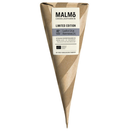 Lakrits och havssalt, ekologisk mjlkchoklad 40 % - Malm Chokladfabrik  (bst fre 7/2023)