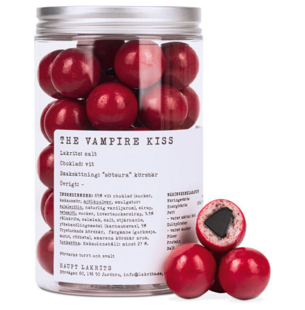 The Vampire Kiss  saltlakrits, vit choklad, stsura krsbr & tonkabna - Haupt Lakrits 
