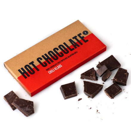 Hot chocolate – Mörk choklad röd jalapeño - vindstyrka 4 – Chili Klaus (kort datum bäst före 27/1-2023)