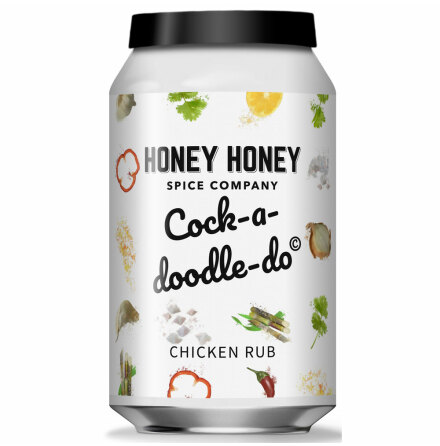 Cock-a-doodle-do - är en rub med bland annat gurkmeja, koriander och chili - Honey Honey Spice Co