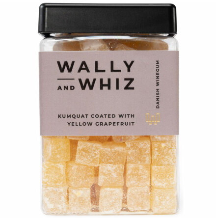 Kumquatsvingummi tckt med gult grapefruktpulver - Wally and Whiz