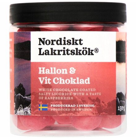 Salt lakritskula med vit choklad och hallon  Nordisk Lakritskk