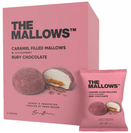 Ruby chocolate - karamellfylld marshmallow med hallon & ruby choklad  The Mallows