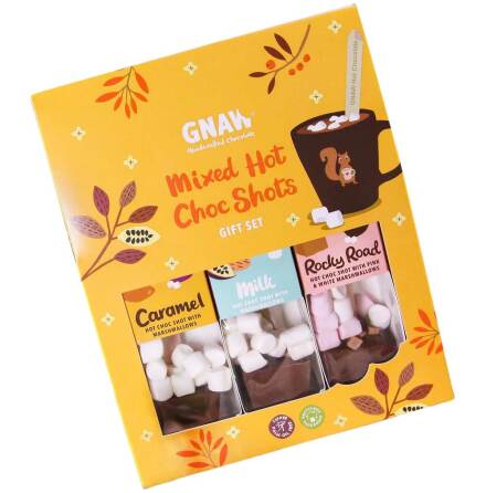 Presentkit varmchoklad: mjlk, karamell & rocky road - Gnaw Chocolate 