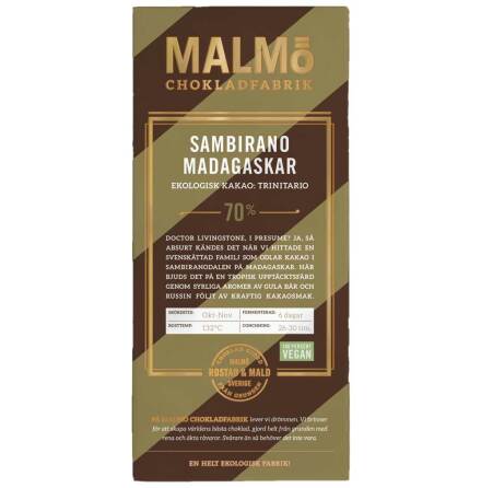 Tegel - Sambirano Madagaskar - mörk choklad 70 % - Malmö Chokladfabrik