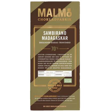 Tegel - Sambirano Madagaskar - mrk choklad 70 % - Malm Chokladfabrik