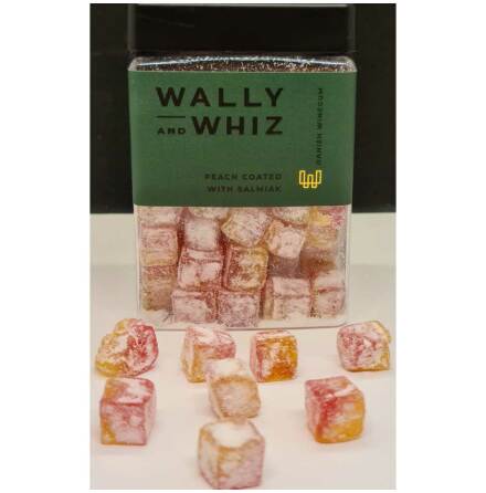 Persikovingummi täckt med salmiakpulver - Wally and Whiz