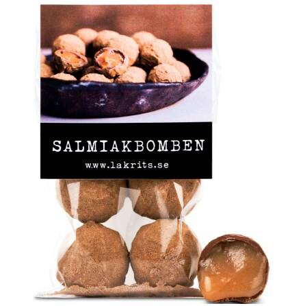Salmiakbomben - chokladpralin, kolakräm & saltlakritspulver - Haupt Lakrits 