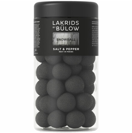 Black Snowball  stlakrits, mjlkchoklad, peppar & lakritspulver  Lakrids by Blow