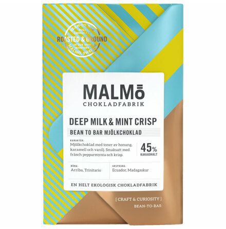 Deep milk mint crisp 45 % - Malmö Chokladfabrik
