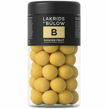 B  chokladverdragen stlakrits med passionsfrukt  Lakrids by Blow