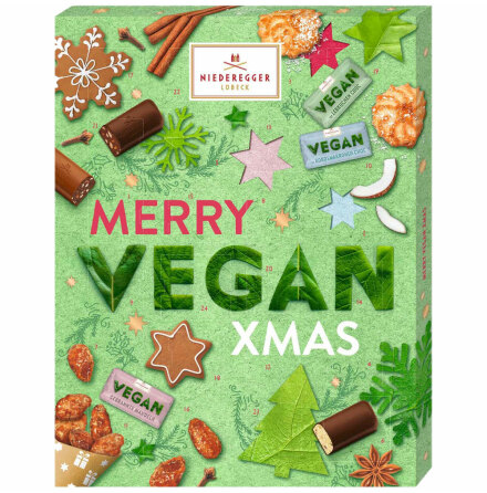 Merry Vegan xmas / Vegansk adventskalender praliner med mörk choklad - Niederegger