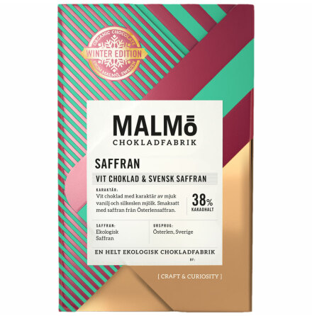 Saffran vit choklad & svensk saffran 38 % - Malmö Chokladfabrik