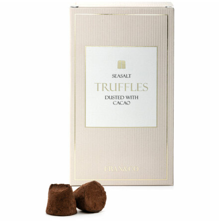 Chokladtryfflar med smak av seasalt pudrade med kakao - Fran&Co