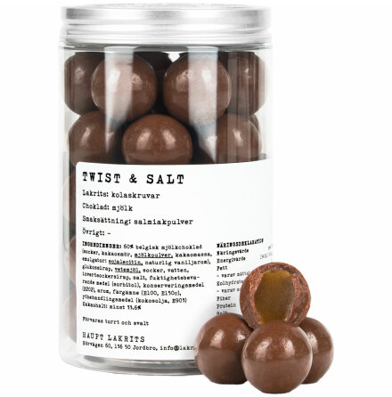 Twist & salt - kolagodis, mj�lkchoklad & salmiakpulver - Haupt Lakrits
