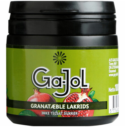 Sockerfria saltlakritspastiller med smak av granat�pple - Ga-Jol