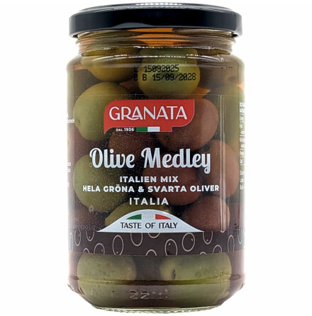  Italian mix, gr�na och svarta oliver med k�rna - Granata