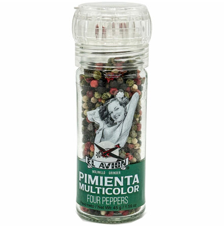 Kvarn Fyra Peppar - svartpeppar, vitpeppar, gr�npeppar, ros�peppar - El Av�on