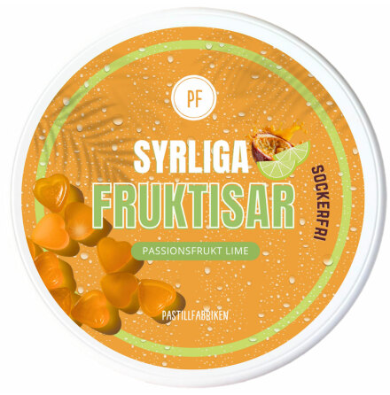 Sockerfria syrliga fruktisar passionsfrukt lime - Pastillfabriken