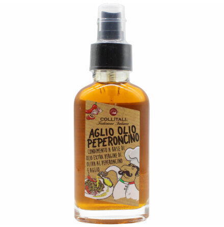 Extra virgin olivolja smaksatt med vitl�k & chili i praktisk sprayflaska - La Collina Toscana