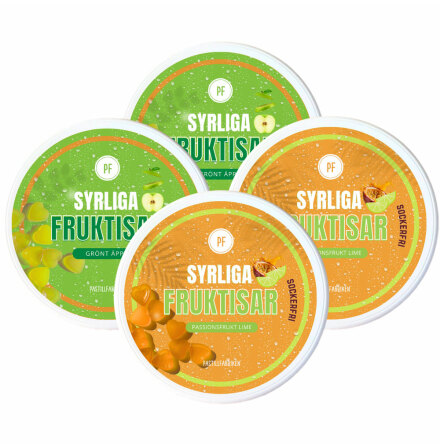 Syrliga Fruktisar passionsfrukt lime & gr�nt �pple � Smakpaket - Pastillfabriken