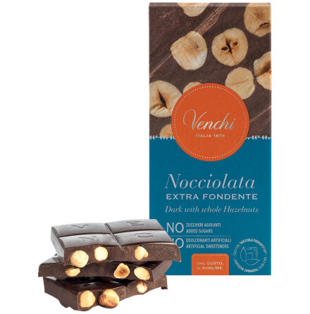 M�rk choklad utan tillsatt socker, med hela hasseln�tter - Venchi